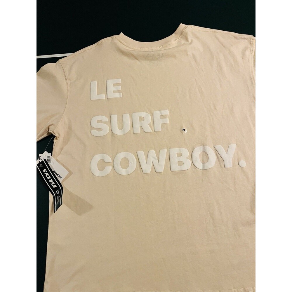 NWT Le Surf Cowboy Tillys Ping Pong Surf Club PPSC Graphic T-Shirt MEDIUM Ivory